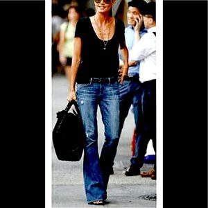 Vintage Paper DENIM & Cloth 19266 Straight Leg Low-Rise Distressed Jean